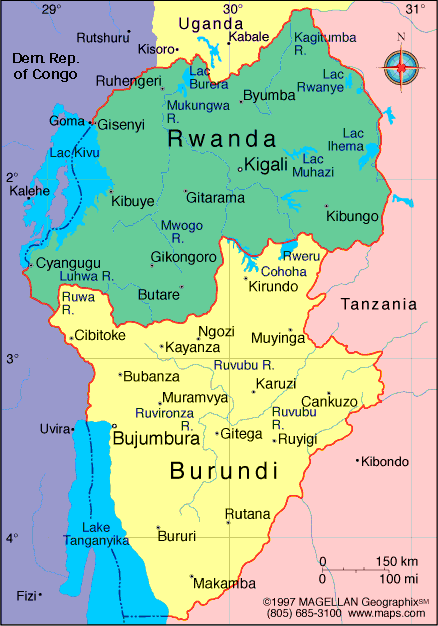 Burundi et Rwanda map carte